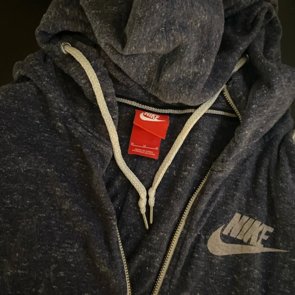 Nike Navy Heather Full-Zip Hoodie with White Logo